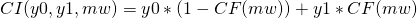 \[CI(y0,y1,mw)=y0*(1-CF(mw))+y1*CF(mw)\]