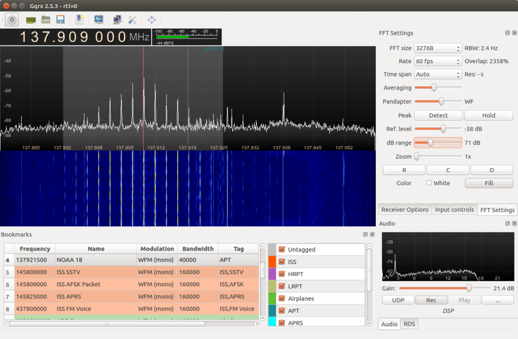 GQRX NOAA 18 Signal